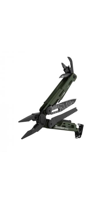 Leatherman SIGNAL Green Topo, Molle Holster, Schwarz, L