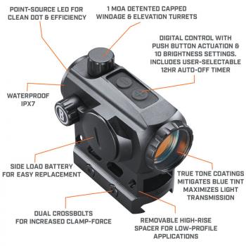 Bushnell Rotpunktvisier TRS-125 1x22 inkl. Weaver/Picatinnymontage Low/High-Rise