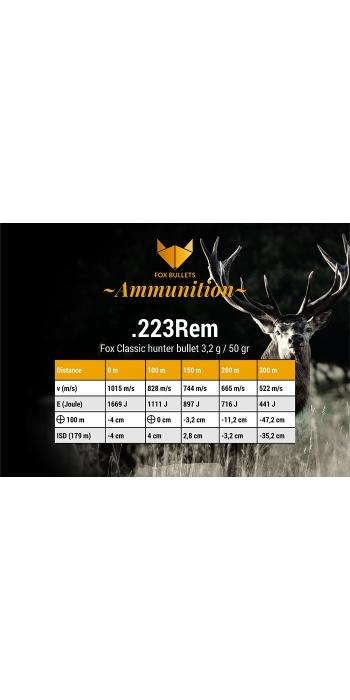 Fox Bullets Classic Hunter .223 Rem. 50GR / 3,2g bleifrei 20 Patronen