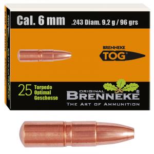 Brenneke Geschoss 6mm (.243) TOG 6,2g / 96grs 25 Stück