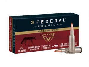 Federal Premium Varmint & Predator Nosler Ballistic Tip .224 Valkyrie 60GR 20 Patronen