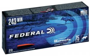 Federal Varmint & Predator .243 Win. 75GR Hornady V-Max 20 Patronen