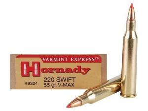 Hornady Varmint Express .220 Swift 55GR V-Max 20 Patronen