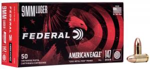 Federal American Eagle Indoor Range Training 9mm Luger 147GR TMJ 50 Patronen