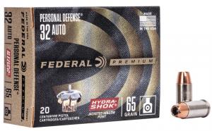 Federal Premium Personal Defense Hydra-Shok .32 ACP 65GR JHP 20 Patronen