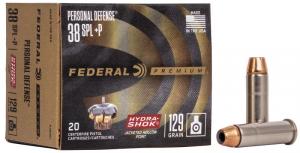 Federal Premium Personal Defense Hydra-Shok .38 Special 129GR JHP 20 Patronen