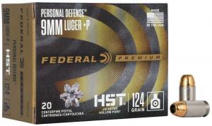 Federal Premium Personal Defense HST 9mm Luger +P 124GR JHP 20 Patronen