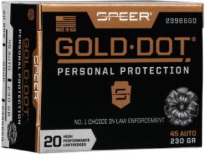 Speer Gold Dot Personal Protection .45 ACP 230GR GDHP 20 Patronen