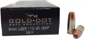 Speer Gold Dot 9mm Luger 115GR GDHP 50 Patronen