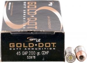 Speer Gold Dot .45 GAP 200GR GDHP 50 Patronen