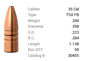 Barnes Geschoss .35/.358 200GR TSX HP FB 50 Stück