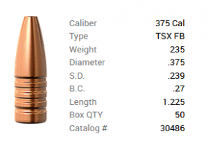 Barnes Geschoss .375/.375 235GR TSX HP FB 50 Stück