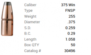 Barnes Geschoss .375 Win./.375 255GR Originals FN FB 50 Stück