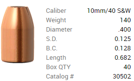 Barnes Geschoss 10mm/.40 S&W/.400 140GR M/LE Tac-XP Pistol FB 40 Stück