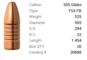 Barnes Geschoss .505 Gibbs/.505 525GR TSX HP FB 20 Stück