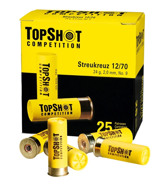 Topshot Competition Streukreuz Sportschrot .12/70 24G #9 (2,0mm) 25 Patronen