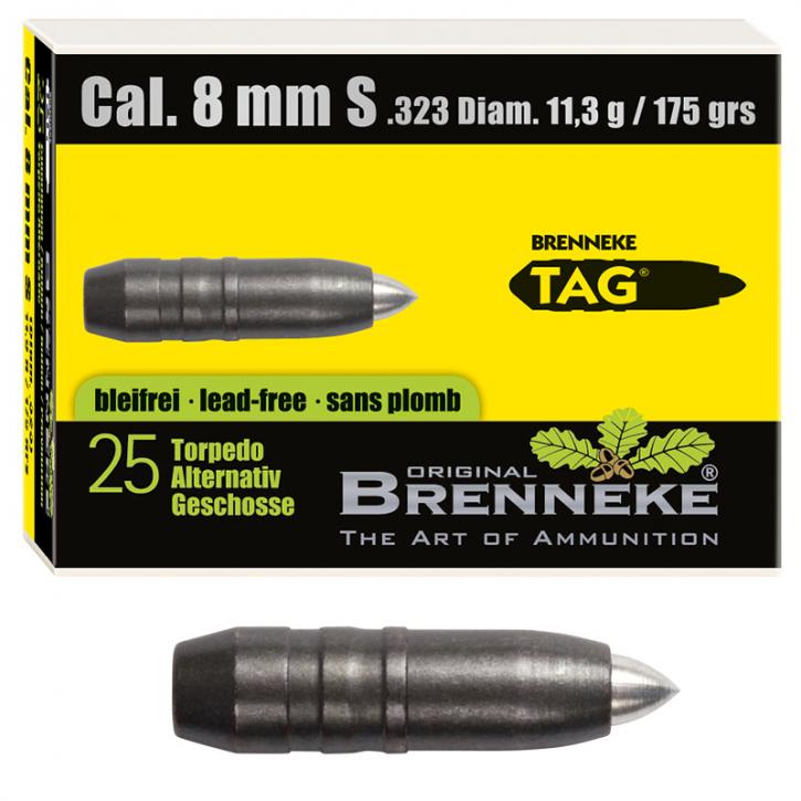 Brenneke Geschoss 8mm S (.323) TAG 11,3g / 175grs 25 Stück