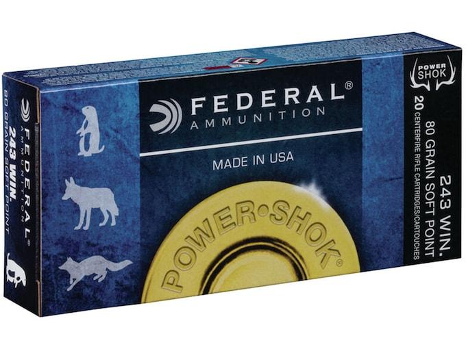 Federal Power-Shok .243 Win. 80GR JSP 20 Patronen