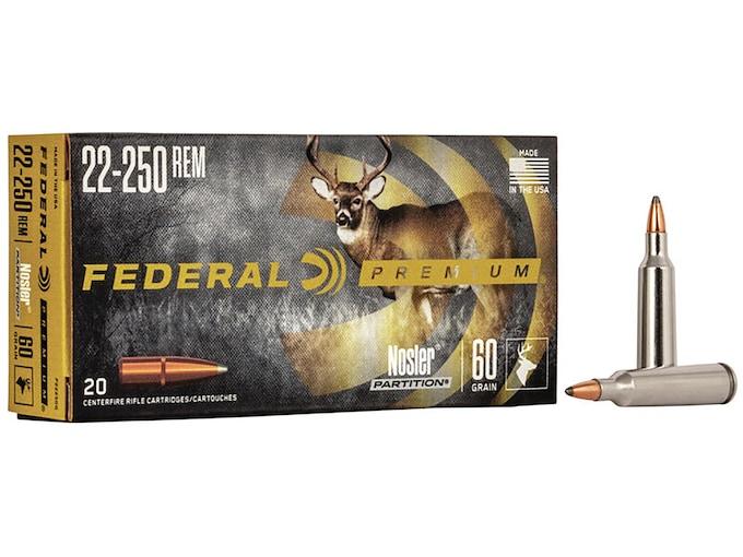 Federal Premium Nosler Partition .22-250 Rem. 60GR 20 Patronen