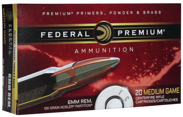 Federal Premium Nosler Partition 6mm Rem. 100GR 20 Patronen