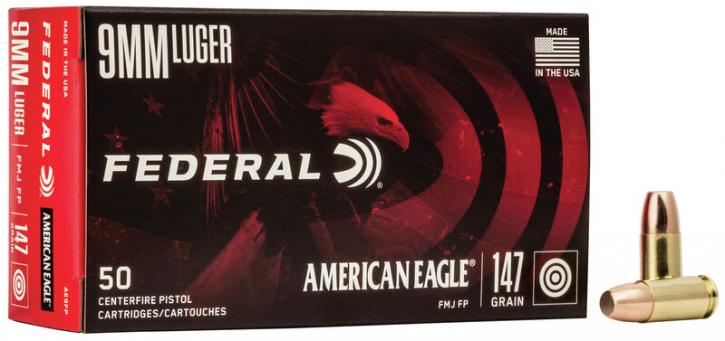 Federal American Eagle 9mm Luger 147GR FMJ 50 Patronen