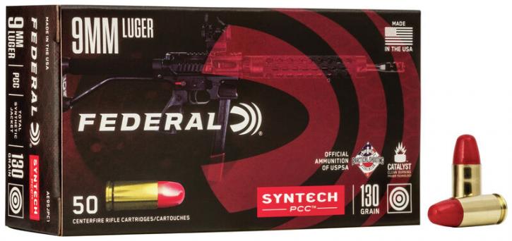 Federal Syntech PPC 9mm Luger 130GR SJFN 50 Patronen