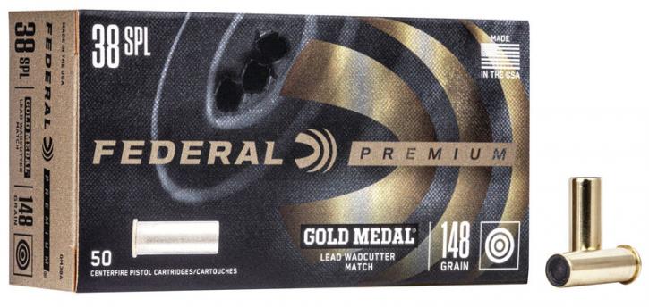 Federal Premium Gold Medal .38 Special 148GR Lead WC 50 Patronen