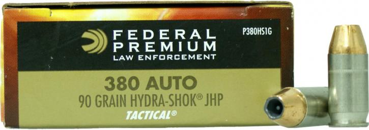 Federal Premium Tactical Hydra-Shok .380 Auto 90GR JHP 50 Patronen