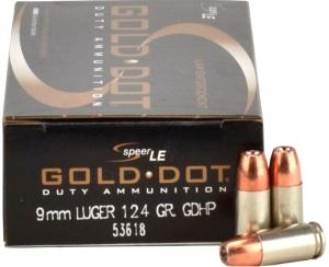 Speer Gold Dot 9mm Luger 124GR GDHP 50 Patronen