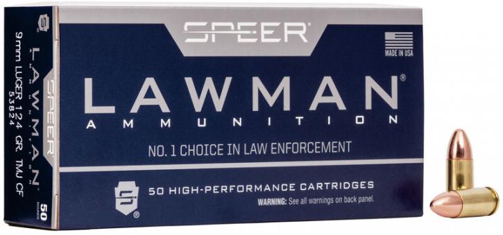 Speer Lawman CleanFire 9mm Luger 124GR TMJ RN 50 Patronen