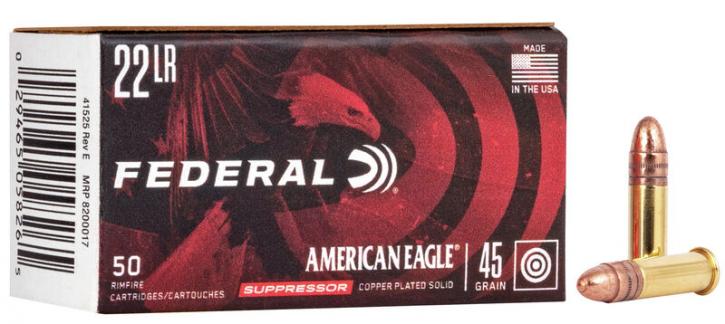 Federal American Eagle Suppressor .22 LR 45GR CPRN 50 Patronen