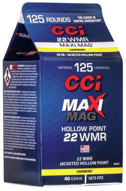 CCI Maxi-Mag .22 WMR 40GR JHP 125 Patronen