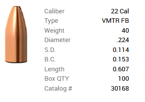 Barnes Geschoss .22/.224 40GR Varminator HP FB 100 Stück