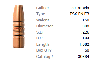 Barnes Geschoss .30-30/.308 150GR TSX FN FB 50 Stück