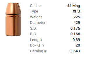 Barnes Geschoss .44 Mag./.429 225GR XPB Pistol FB 20 Stück