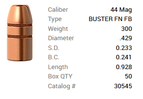 Barnes Geschoss .44 Mag./.429 300GR Buster FN FB 50 Stück