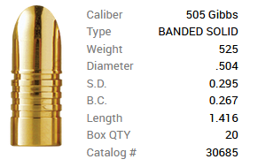 Barnes Geschoss .504 / 12,80mm 525GR Banded Solid 20 Stück