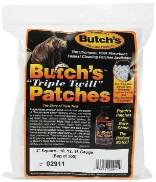 Butch's Triple Twill Reinigungspatches 300 Stück für .10 / .12 / .16